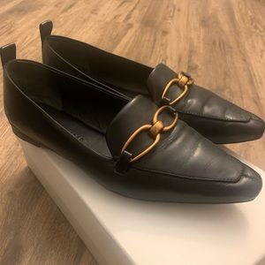 Veronica Beard black leather flats